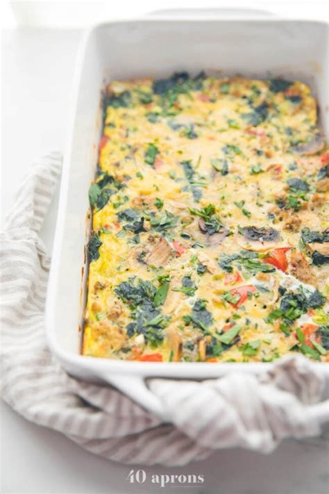 Whole30 Breakfast Casserole With Sausage Eggs Spinach And Mushrooms