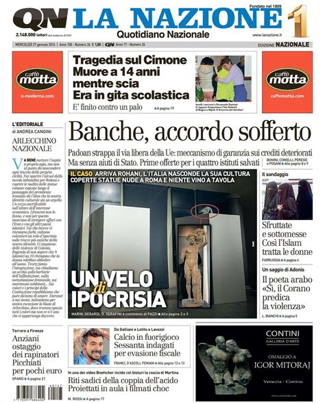 Le Prime Pagine Dei Quotidiani Che Sono In Edicola Oggi 27 Gennaio 2016 Secolo Ditalia