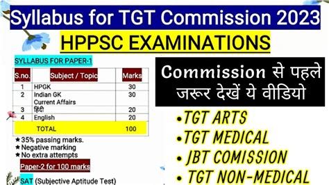 New TGT SYLLABUS 2024 HPPSC TGT COMMISSION 2023 Pattern Syllabus For