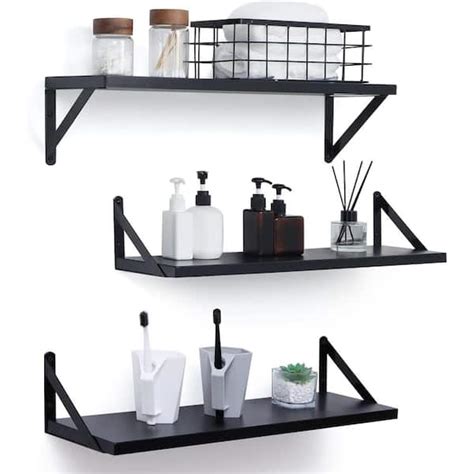 Cubilan 24 In W X 67 In D Black Floating Shelves Decorative Wall