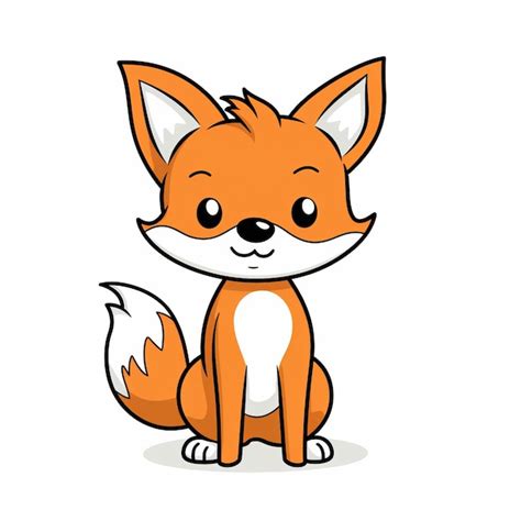 Cute Fox Cartoon Drawing On White Background For Kids | Premium AI ...