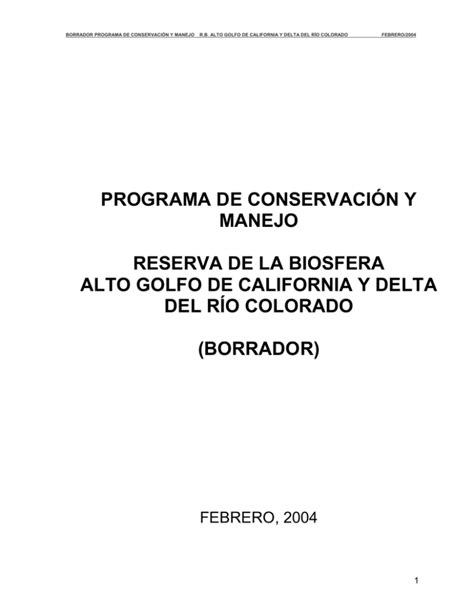 PROGRAMA DE CONSERVACIÓN Y MANEJO