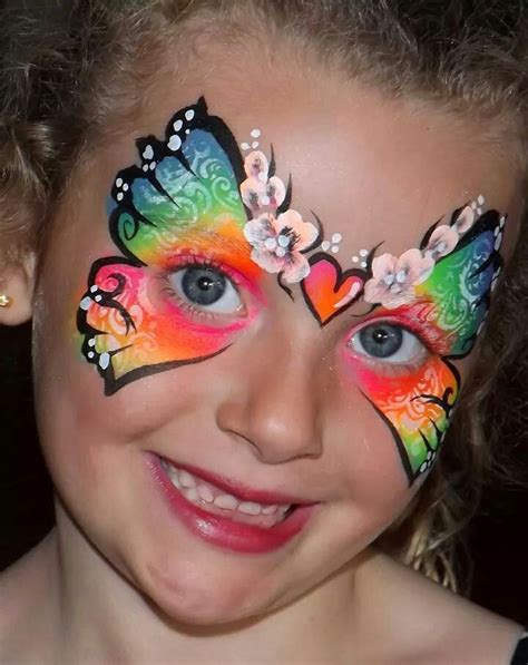 Nicola White Face Painter Neon Butterfly Mask Face Painting Design