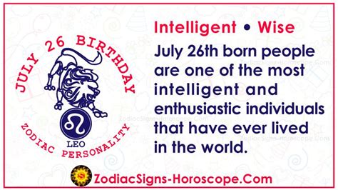 July 26 Zodiac (Leo) Horoscope Birthday Personality and Lucky Things