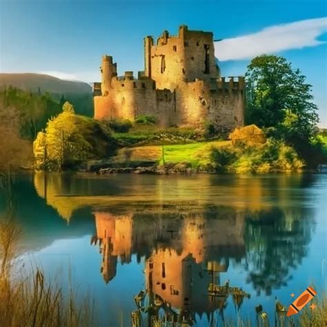 Small Castle Near A River With A Village On Craiyon