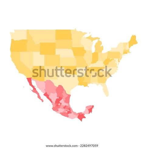 United States Mexico Political Map Administrative Stock Vector Royalty Free 2282497059