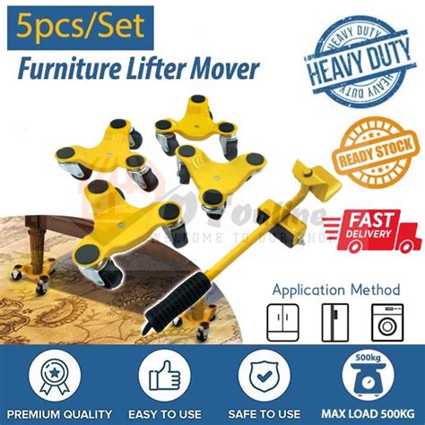 Heavy Duty 5pcsset Furniture Lifter Mover Transport Device Tool Max