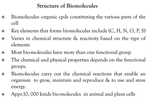 SOLUTION: Introduction to structure of biomolecules biochemistry - Studypool