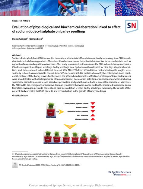 Evaluation Of Physiological And Biochemical Aberration Linked To Effect