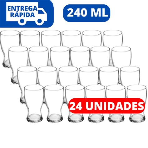 Jogo De Copo 24 Peças Taças Tulipa Para Cerveja Suco 240ml Shopee Brasil