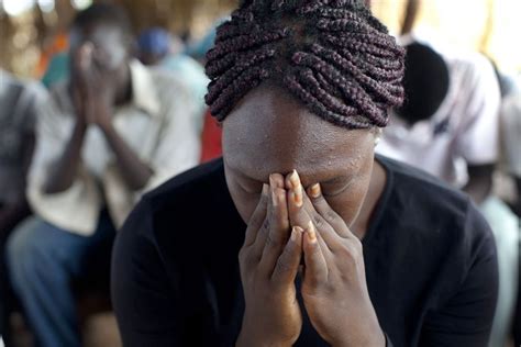 Sudanese Refugees Pray At A Makeshift Church At The Yida Refugee Camp