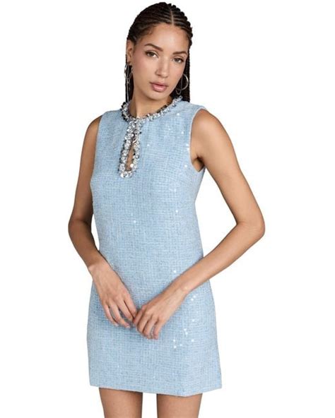 Self Portrait Sequin Boucle Mini Dress In Blue Lyst