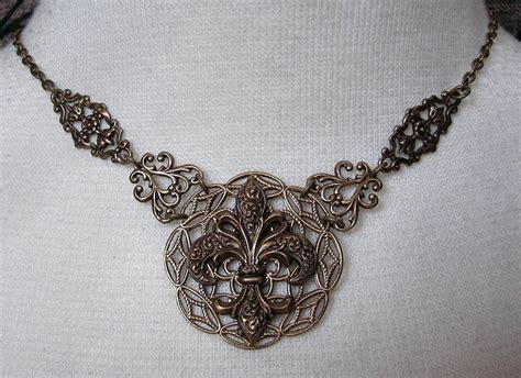 Colliers Steampunk Necklace With Fleur De Lis A Unique Product By