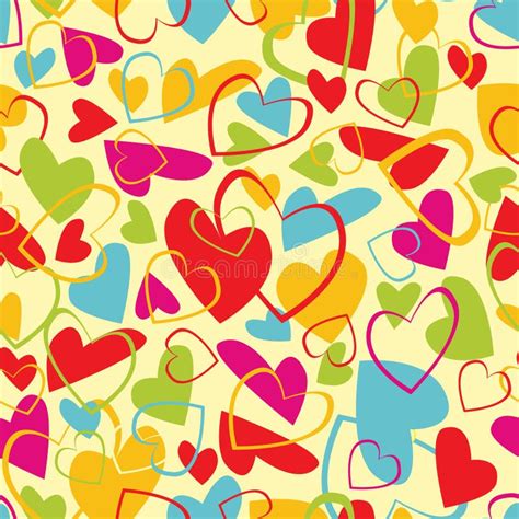 Repeated Pattern With Colorful Hearts Stock Vector Illustration Of