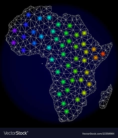 Polygonal Network Mesh Map Of Africa With Bright Vector Image