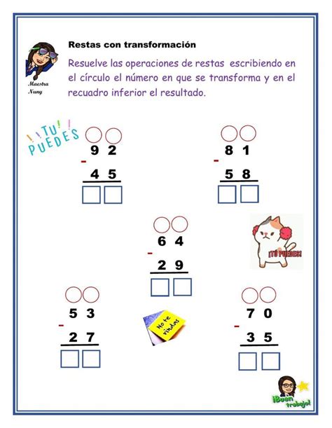 Restas con transformación interactive worksheet Restas con llevadas