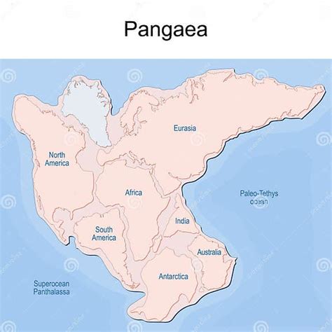 Supercontinent Pangaea With Modern Continental Borders Superocean