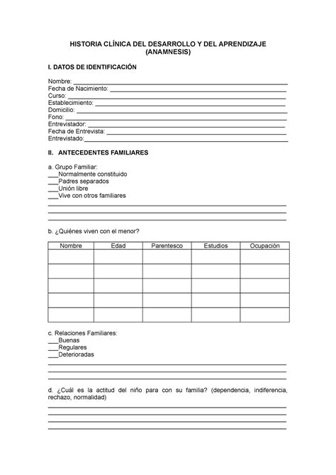 Anamnesis 2 Estructura De Anamnesis Fundamental Para La Entrevista