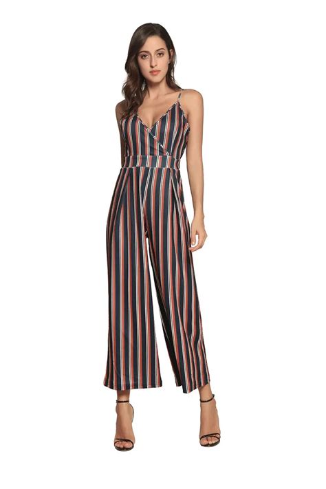 Off Shoulder Jumpsuit Women Sexy V Neck Sleeveless Summer Jumpsuit 2018