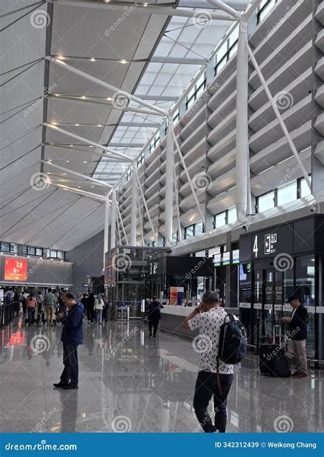 Shanghai China October 26: Departure Floor of Terminal 1 of Hong Qiao