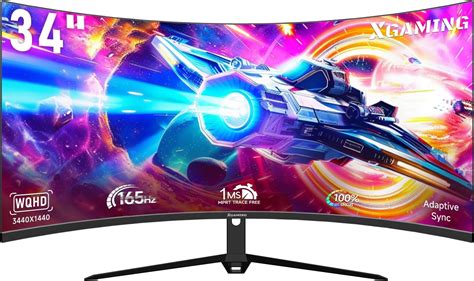 Sansui 34 Inch Curved Gaming Monitor Uwqhd 3440 X 1440 165hz Curved 1500r Pippbp