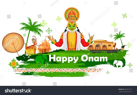 Illustration Onam Background Showing Culture Kerala Stock Vector ...