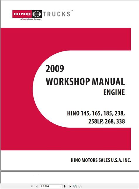 Hino Truck Engine All Series 145 165 185 238 258lp 268 338 Workshop Manuals 2009en