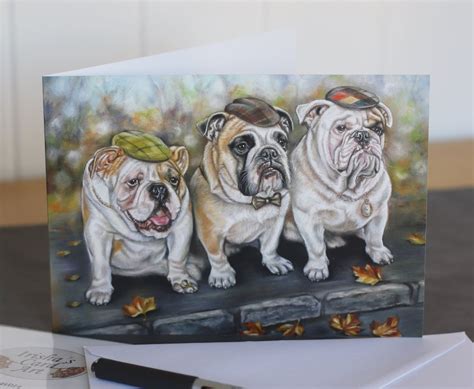 English Bulldogs Card Irishas Card Art