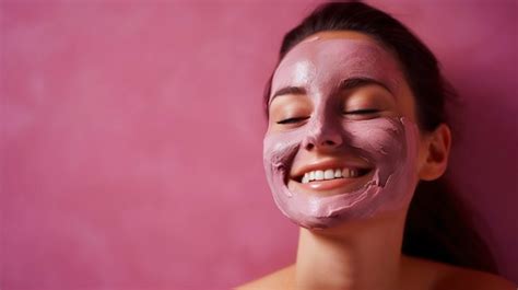 Une Femme Qui Utilise Un Produit Cosmétique Rose Sur Son Visage Photo Gratuite