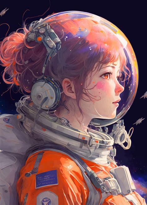 Astronaut Anime Girl Poster Picture Metal Print Paint By Mr Yy