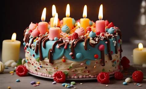 Premium Photo Delicious Birthday Cake With Candles