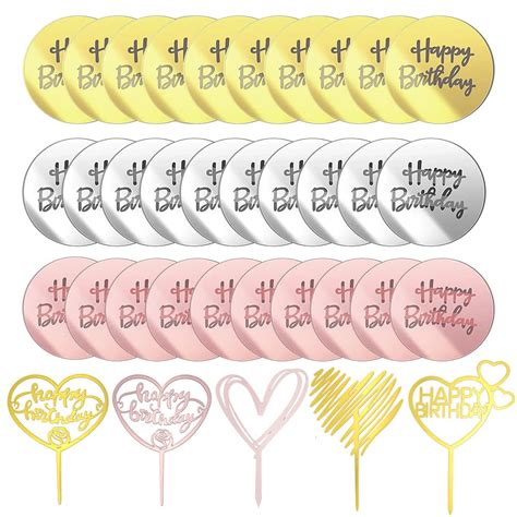 Buy Sptwj Pcs Happy Birthday Cupcake Disc Toppers And Pcs Love Heart