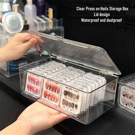 Clear Press On Nails Storage Box Nail Art Display Box Fake Nail Art