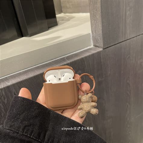 简约奶茶色铃铛小熊airpods3耳机壳硅胶airpods Pro保护套12代虎窝淘