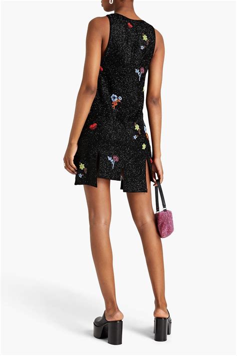 Ganni Beaded Crepe Mini Dress The Outnet