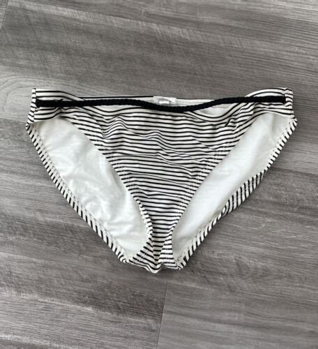 Converse Black White Striped Bikini Bottom L Low Rise Swimsuit Ebay