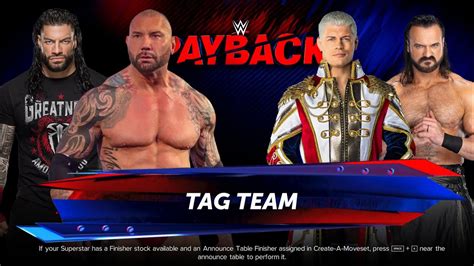 Updated Batista Roman Reigns Vs Cody Rhodes Drew Mcintyre Payback