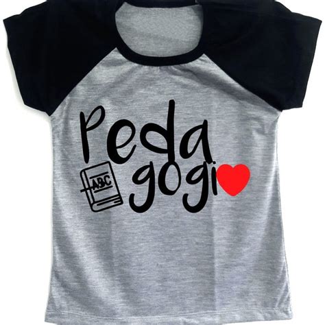 Camiseta Raglan Baby Look Mescla Amo Pedagogia Elo7