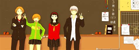 Narukami Yuu Satonaka Chie Amagi Yukiko Hanamura Yousuke And Kuma