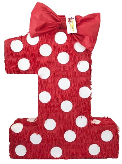 Apinata4u 20 Tall Red Number One Piñata With Bow And Polka Dots