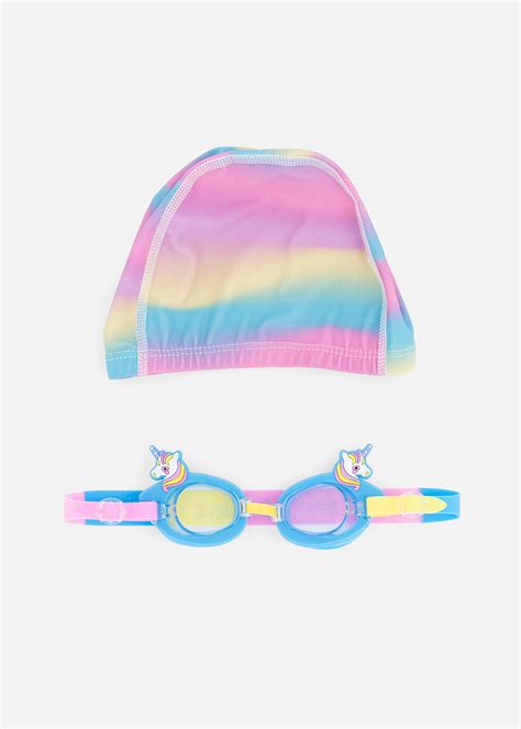 Ombre Swimming Cap And Goggles Set Za