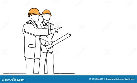 Continuous Line Drawing Engineer Building Construction Supervision