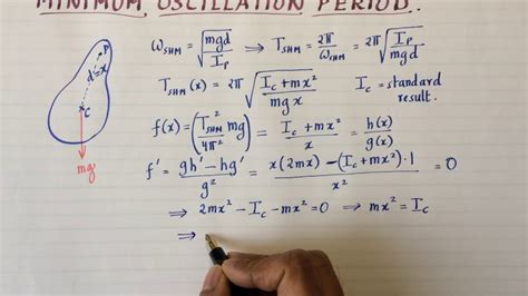 Up1 13 C Minimum Oscillation Period Of Physical Pendulum Youtube