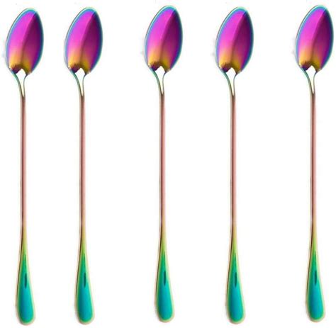 Amazon Pcs Ice Tea Spoons Long Drink Mixing Spoons Silver Coffee