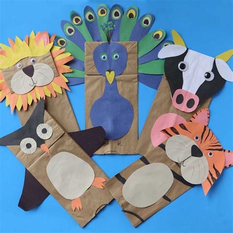 Paper Bag Animal Puppets Paper Bag Crafts Arts And Crafts For Kids