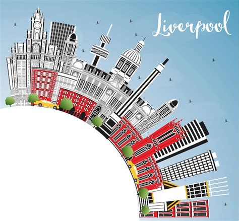 Premium Vector Liverpool England City Skyline With Color Buildings