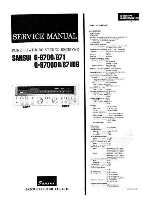 Service Manual for SANSUI G-8700DB - Download