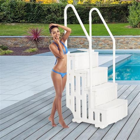 VINGLI Pool Ladder 4 Safety Steps Plastic Pool Stair Entry System With