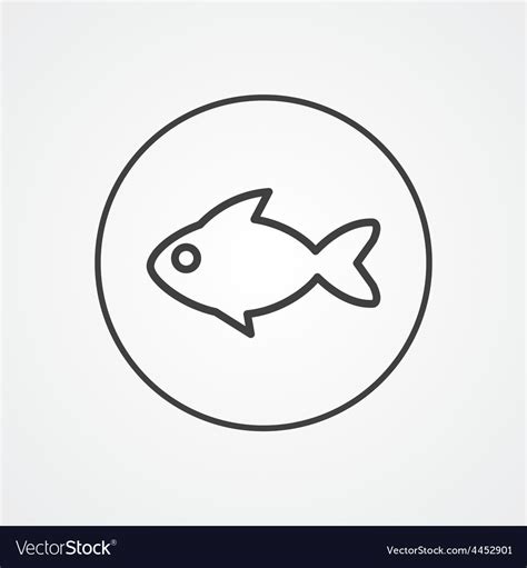 Fish outline symbol dark on white background logo Vector Image