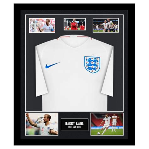 Signed Harry Kane Framed Display - England Icon Shirt